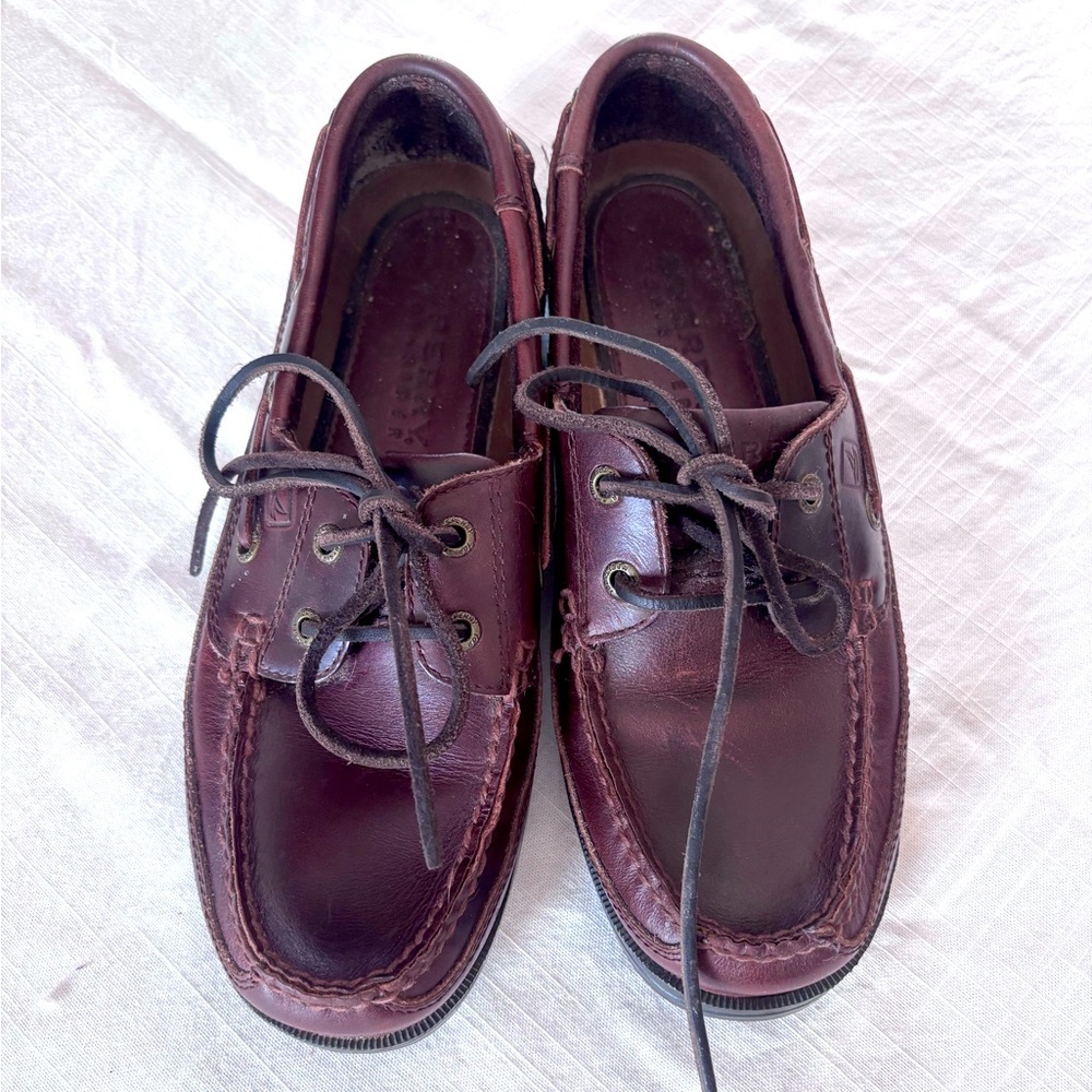 Men’s Sperry Top-sider Charter Amaretto Brown Leather ASV Boat Shoes Loafers 7.5